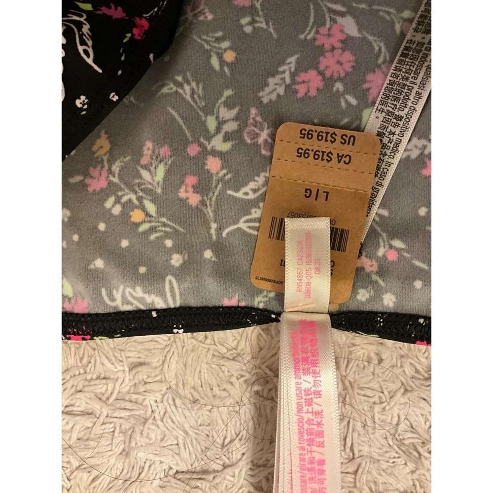 Victoria's Secret NWT PINK Adaptive Magnetic Floral Bikini Panties Black L - Picture 3 of 8